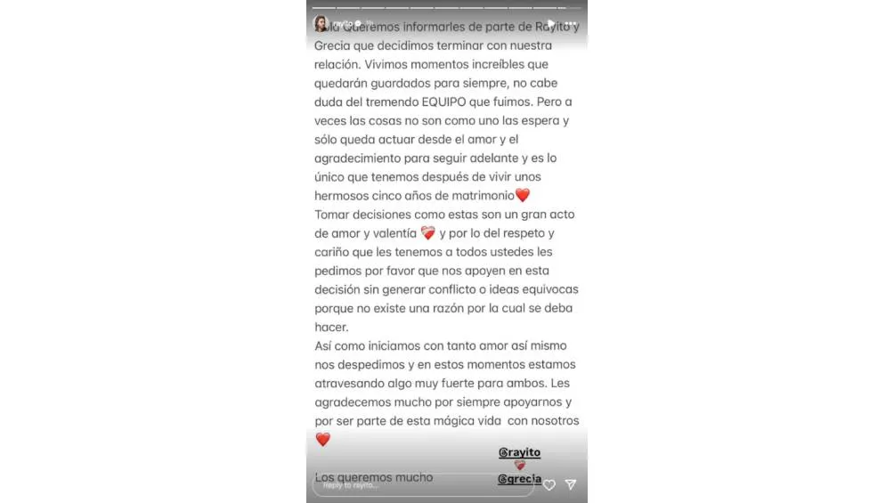 Rayito compartió la noticia mediante sus redes sociales.| IG