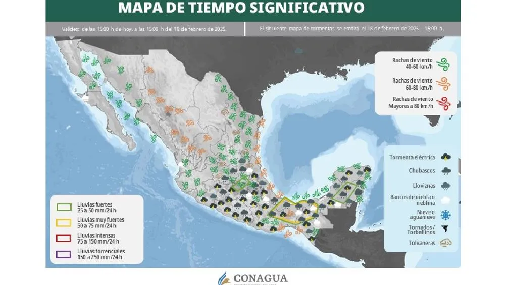 El 18 de febrero de 2025, un frente frío ingresará por la frontera norte de México. / CONAGUA
