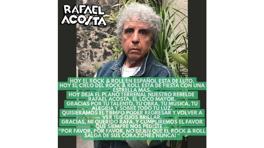 Rafael Acosta Córdoba, reconocido como &quot;El Loco Mayor&quot;, fundador y baterista de Los Locos del Ritmo, falleció este lunes. / FB
