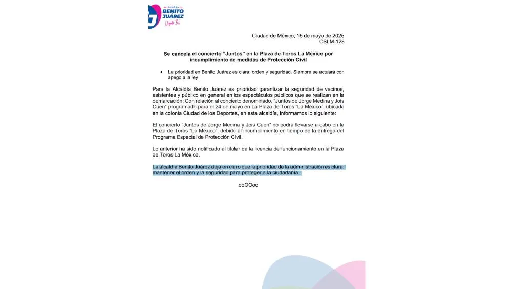 La decisión se tomó tras detectarse fallas en el cumplimiento del Programa Especial de Protección Civil. / Alcaldía Benito Juarez