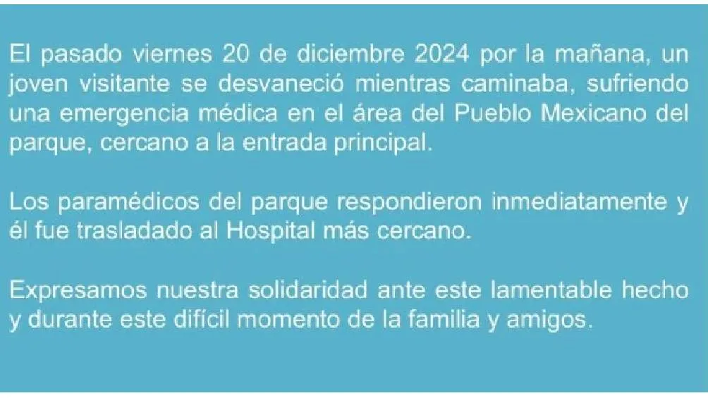 El parque de diversiones emitió un comunicado tras el incidente del joven. | Captura de pantalla