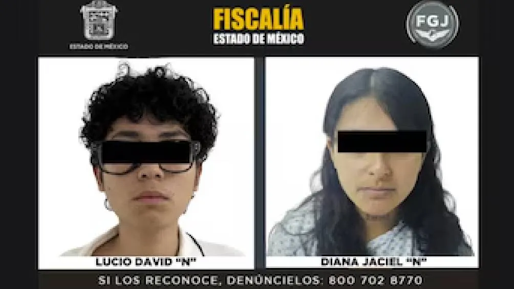Lucio David &quot;N&quot;, de 18 años, y Diana Jasiel &quot;N&quot;, de 21 años, fueron detenidos el 14 de febrero de 2025 . / FGJ
