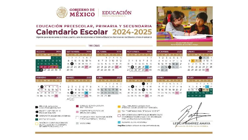 Calendario Escolar para Educación Básica 2024-2025 / SEP