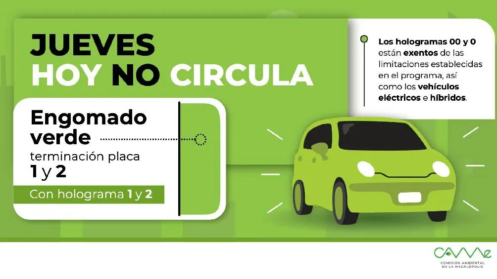 Los autos con engomado verde y holograma 1 y 2 no circulan este jueves / Redes Sociales