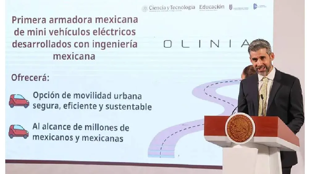 Capuano Tripp anunció que los autos eléctricos de Olinia serán los más económicos en el mercado de movilidad eléctrica. | Gobierno de México