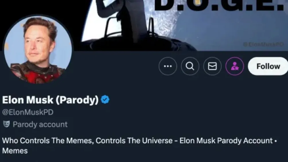 Captura de pantalla de cuenta parodia de Elon Musk