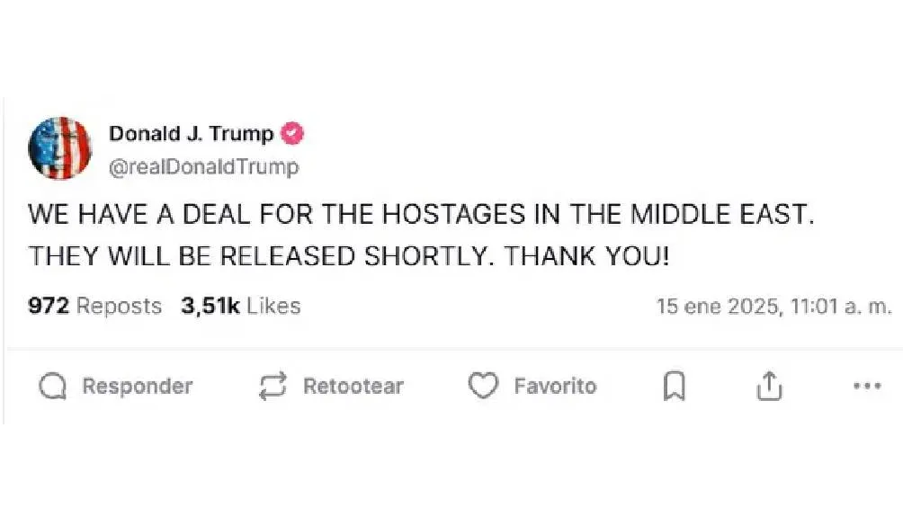 El presidente electo reaccionó al acuerdo de alto fuego en Gaza. | Captura de pantalla