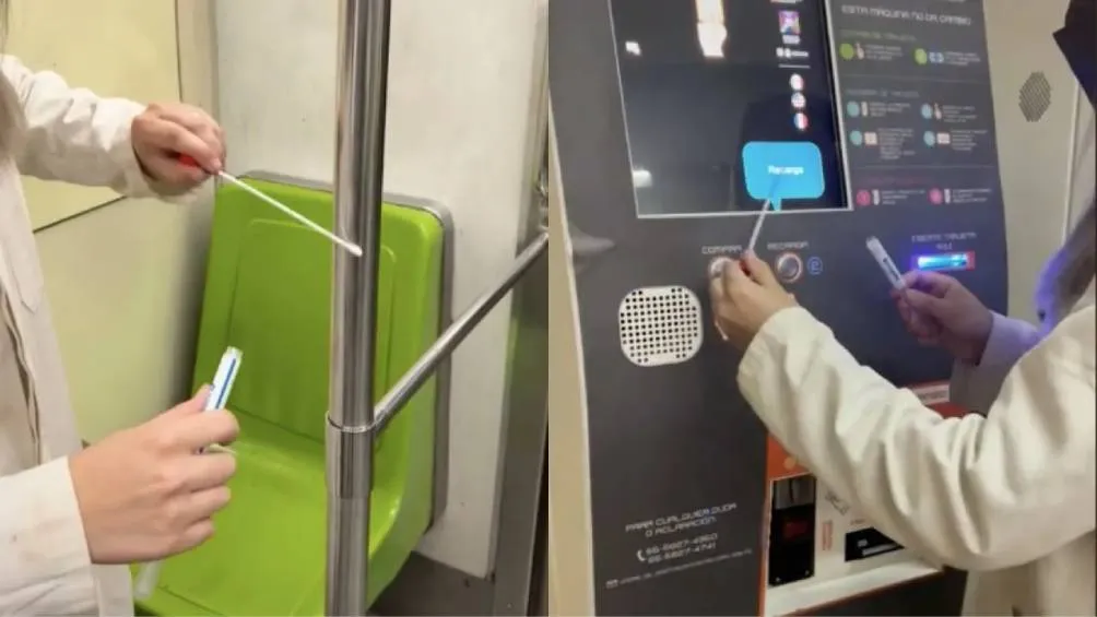Un video de TikTok presenta un análisis de microbios en el Metro de la Ciudad de México, revelando la presencia de diversas especies de hongos.| Captura de pantalla