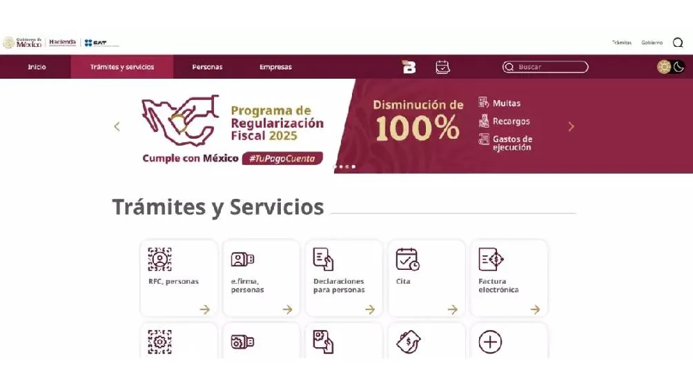 el nuevo portal del SAT facilita los trámites de los contribuyentes. / Captura de pantalla