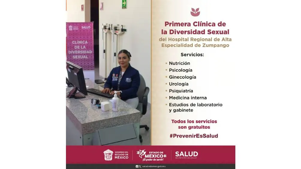 Esta clínica brindará atención médica integral y especializada en un entorno inclusivo y respetuoso, promoviendo así una salud libre de prejuicios.. / Secretaria de Salud Edomex