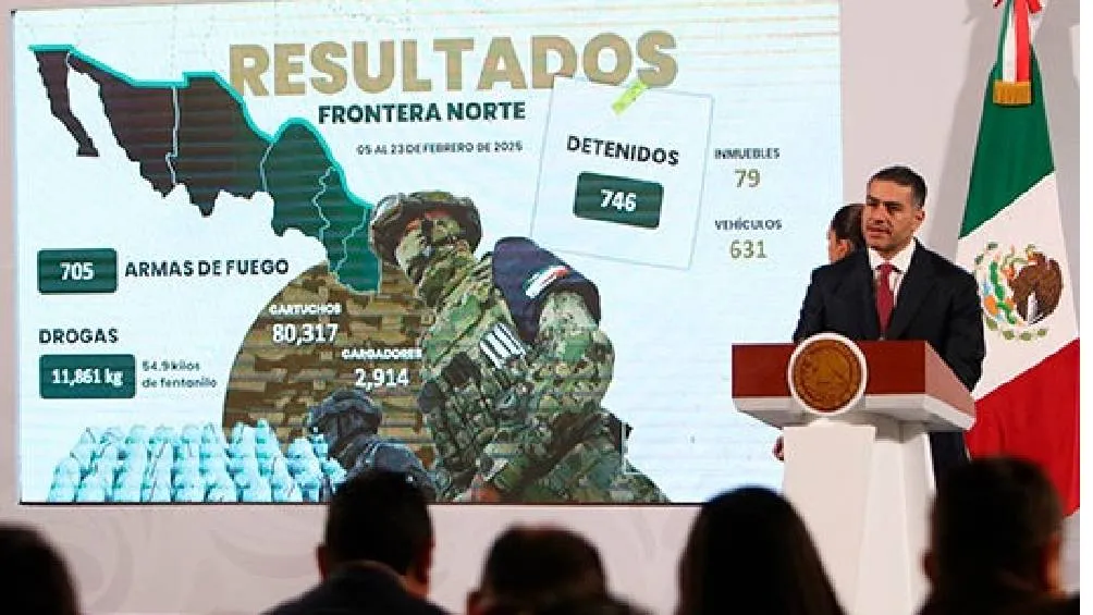 El Secretario de Seguridad y Protección Ciudadana, Harfuch, afirmó que la estrategia de las Fuerzas Armadas no se enfoca en la captura específica de Iván Archivaldo. / Gobierno de México