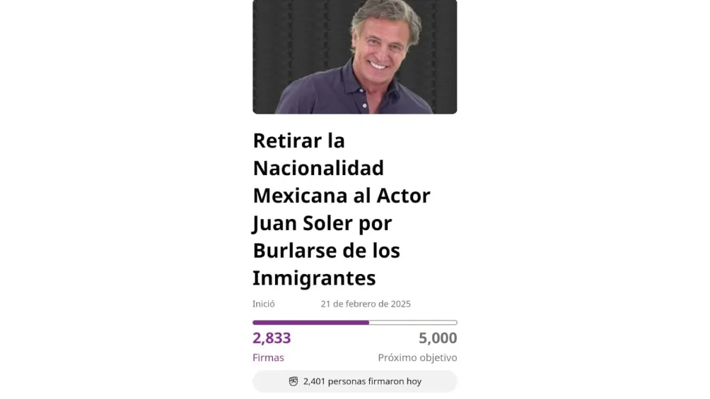 Buscan retirarle la nacionalidad mexicana a Juan Soler / Redes Sociales