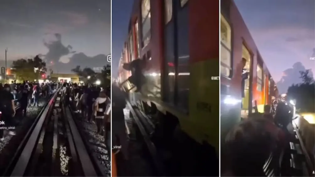 El servicio en la Línea 9 del metro fue suspendido antes de las 19:00 horas debido a fallas eléctricas y a la posible caída de un objeto metálico . / X