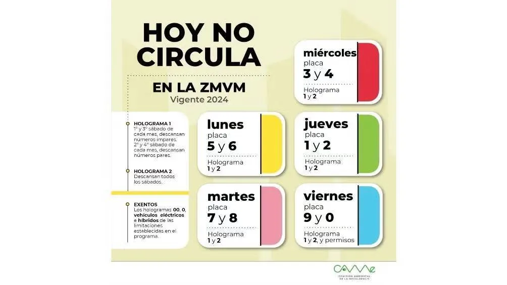 Recuerda respetar el programa &quot;Hoy No Circula&quot; para evitar multas. | CAME|