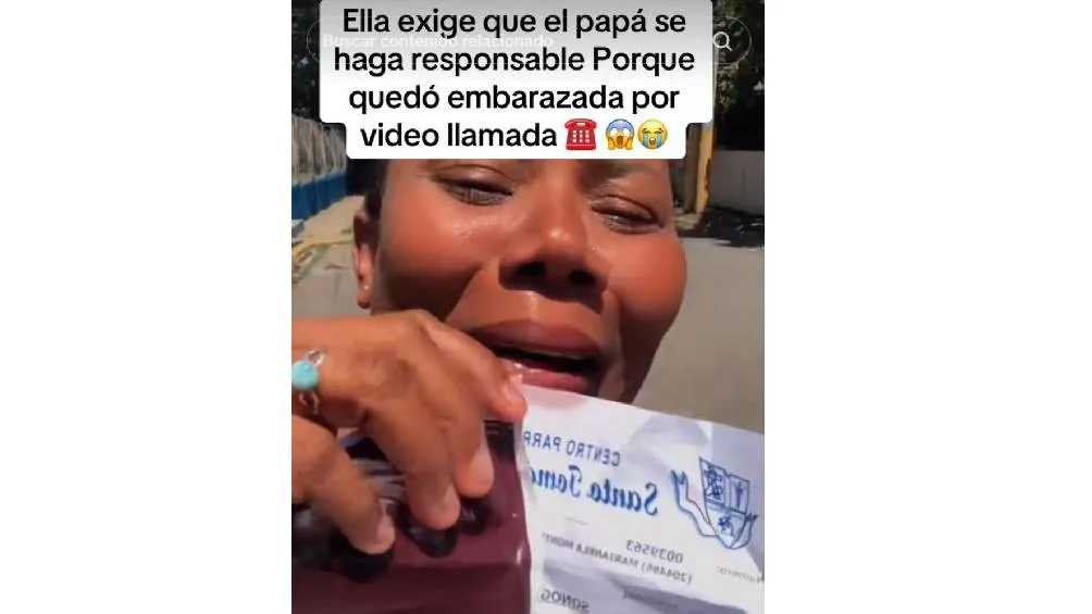 La mujer asegura que quedó embarazado por videollamada./ Captura de pantalla