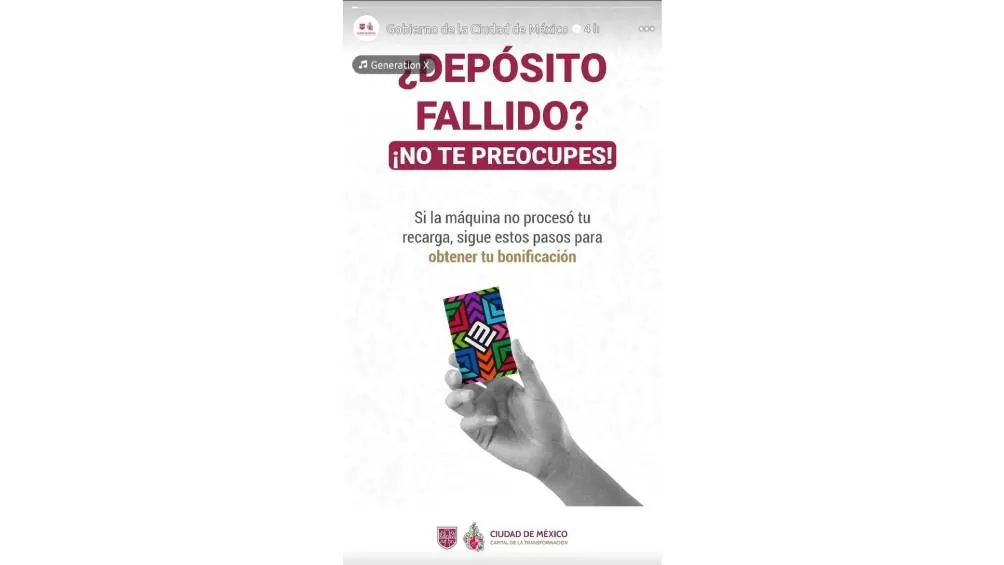 La página oficial de Facebook del Gobierno de la Ciudad de México informa que si una máquina de recarga en el Metro falla, se proporcionará un ticket de referencia. / Captura de pantalla