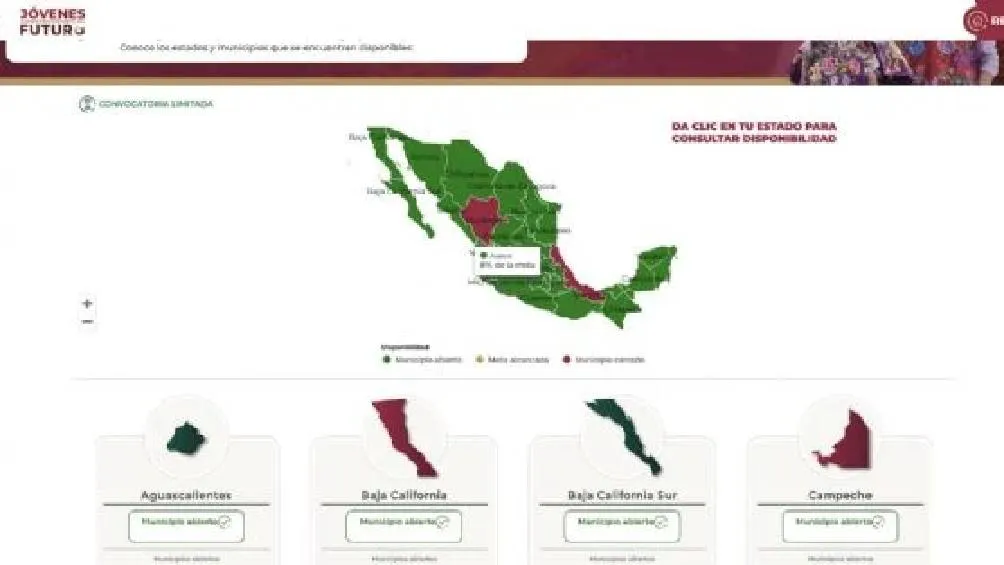 Visita el portal oficial de Jóvenes Construyendo el Futuro en jovenesconstruyendoelfuturo.stps.gob.mx./ Captura de pantalla