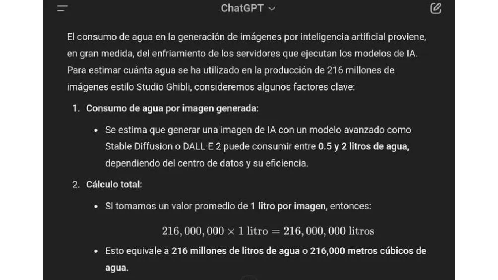 La popularidad de las imágenes estilo Ghibli ha llevado a un uso masivo de herramientas que ha consumido alrededor de 216 millones de litros de agua./ RS