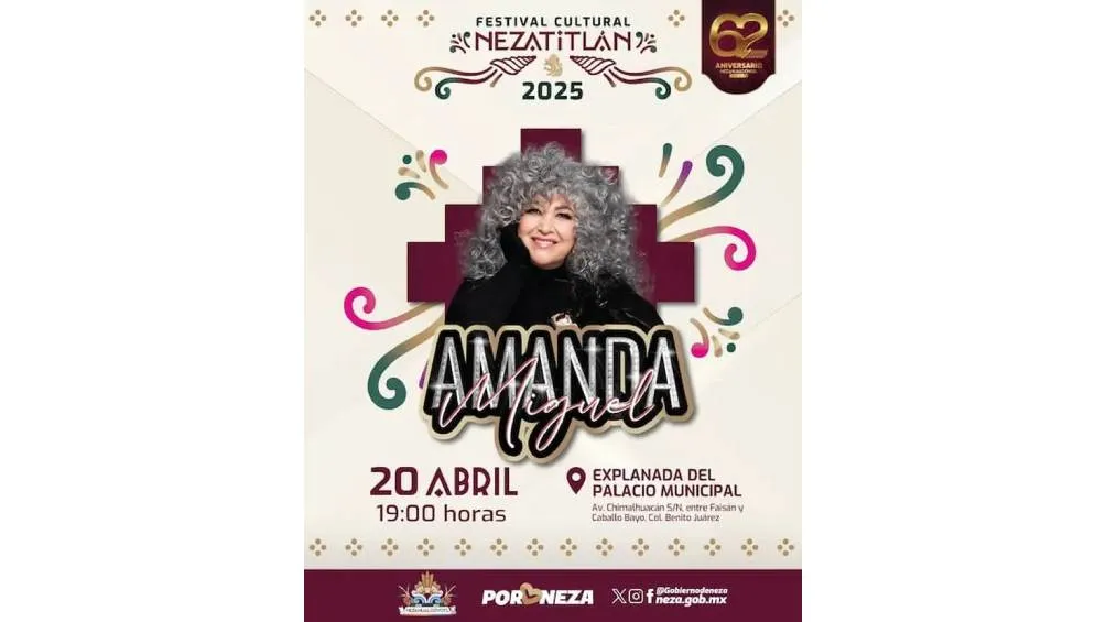 Amanda Miguel llevará a cabo un concierto gratuito en la Explanada del Palacio Municipal de Nezahualcóyotl, / FB