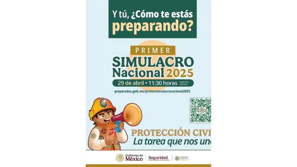 El 29 de abril de 2025, a las 11:30 horas (tiempo del centro de México), se realizará el Primer Simulacro Nacional 2025. / GNPC |