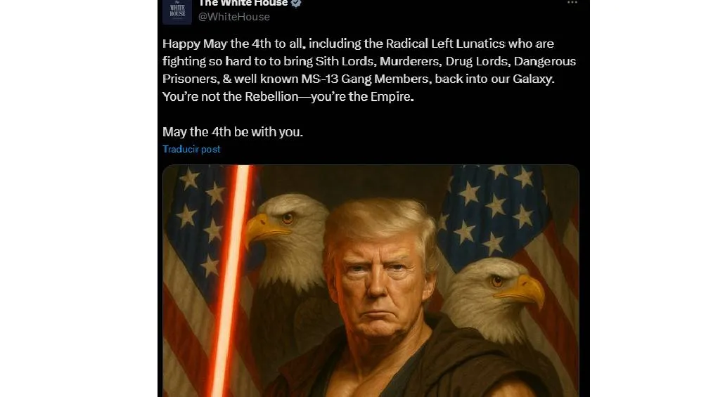 La Casa Blanca se sumó a las celebraciones del Día de Star Wars. / Captura de pantalla