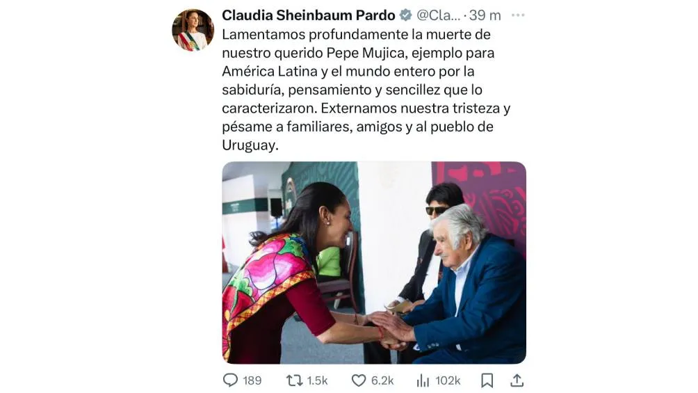 Claudia expresó su sentir tras la muerte de Mujica. / Captura de pantalla