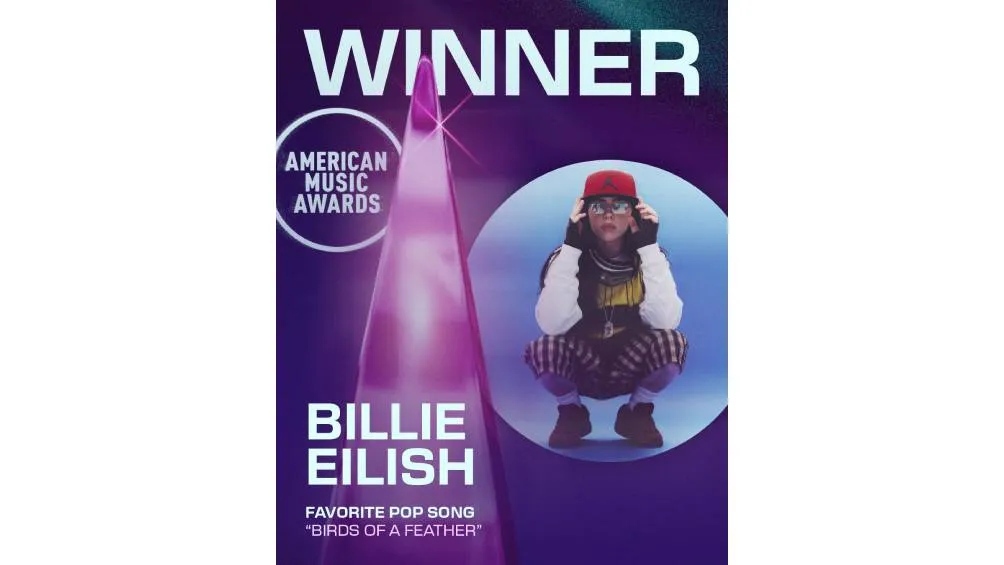 Billie Eilish fue la gran ganadora de la noche al recibir siete premios, incluyendo Artista del Año, Álbum del Año. / X/ @AMAs