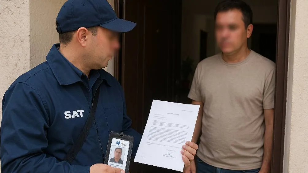 Los inspectores deben portar una identificación oficial del SAT con fotografía y datos personales. / Creada con IA
