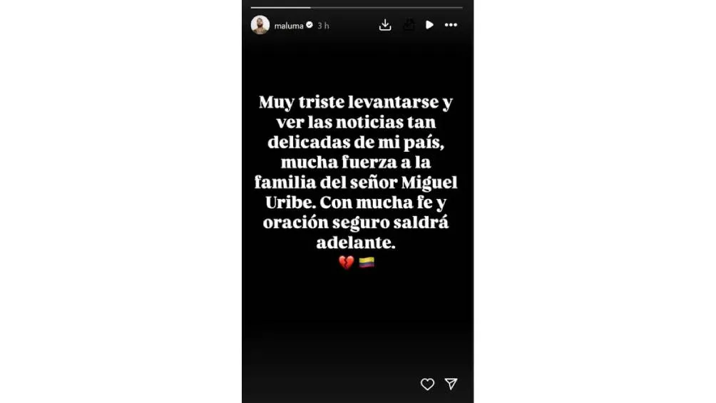 Maluma se manifestó tras el atentado del candidato presidencial. / Captura de pantalla