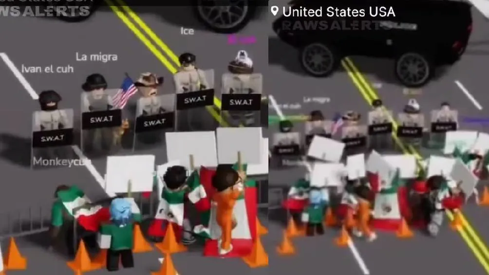 En los recientes días, usuarios mexicanos de Roblox organizaron protestas digitales contra la agencia estadounidense ICE. / Captura de pantalla