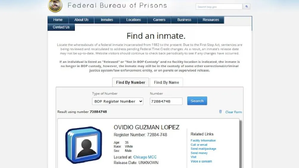 La aparición de su estatus bajo custodia coincide con reportes que señalan que el narcotraficante se declarará culpable. / Captura de pantalla