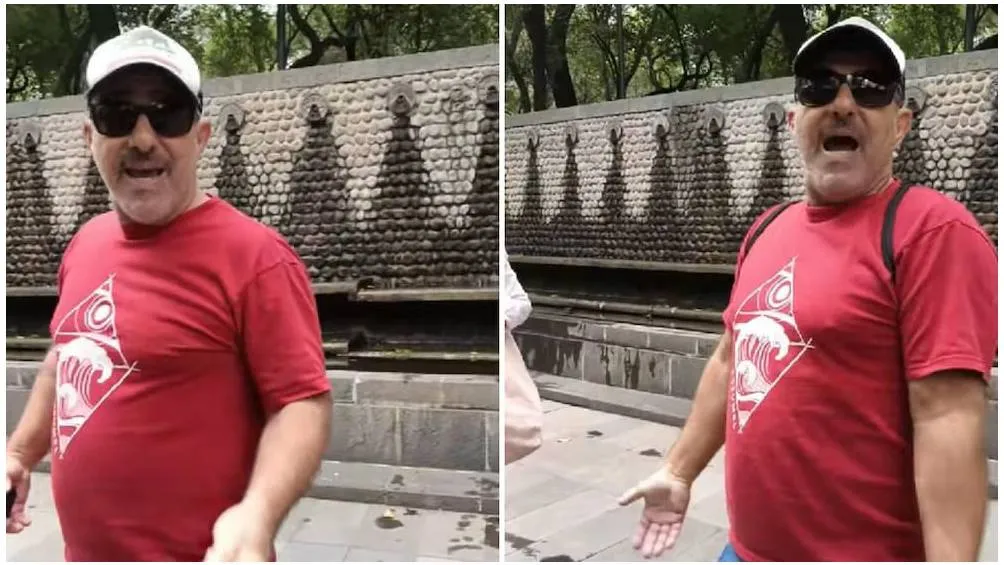 Un turista extranjero fue grabado orinando en pleno Bosque de Chapultepec y confrontado por una joven mexicana. / Captura de pantalla