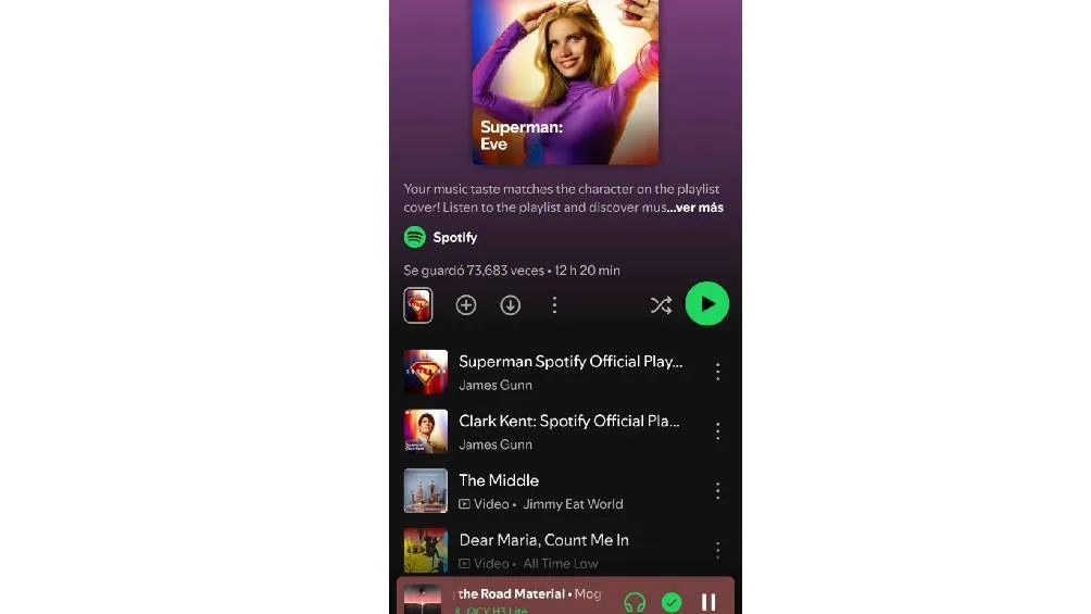 Además de las playlists individuales, los usuarios pueden acceder al soundtrack original de la cinta. / Captura de pantalla