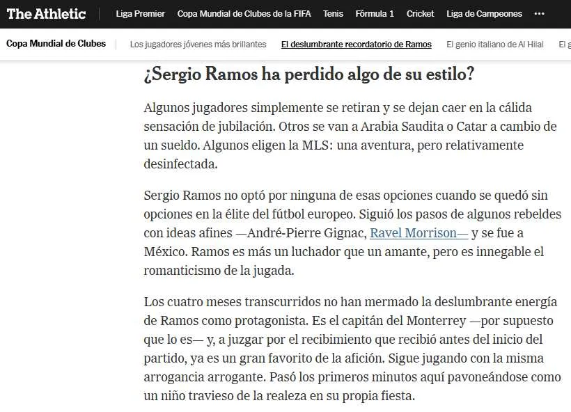 THE ATHLETIC SERGIO RAMOS