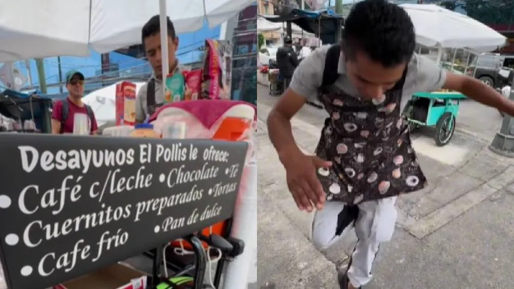 El joven se dedica a vender café y desayunos en su triciclo por las calles de CDMX/X