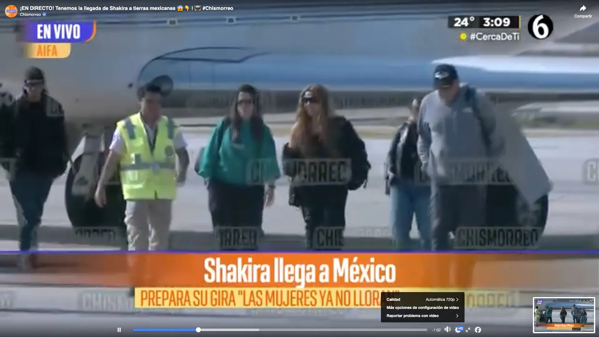 Shakira llegó en vuelo privado al AIFA / Redes Sociales