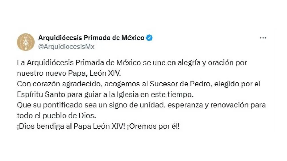 La Iglesia Mexicana también felicitó al nuevo papa/X