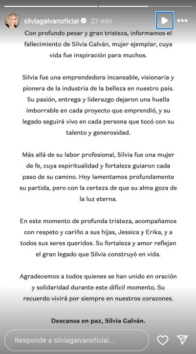 La muerte de Silvia Galván la dio a conocer su familia / FB: @SilviaGalvanOficial
