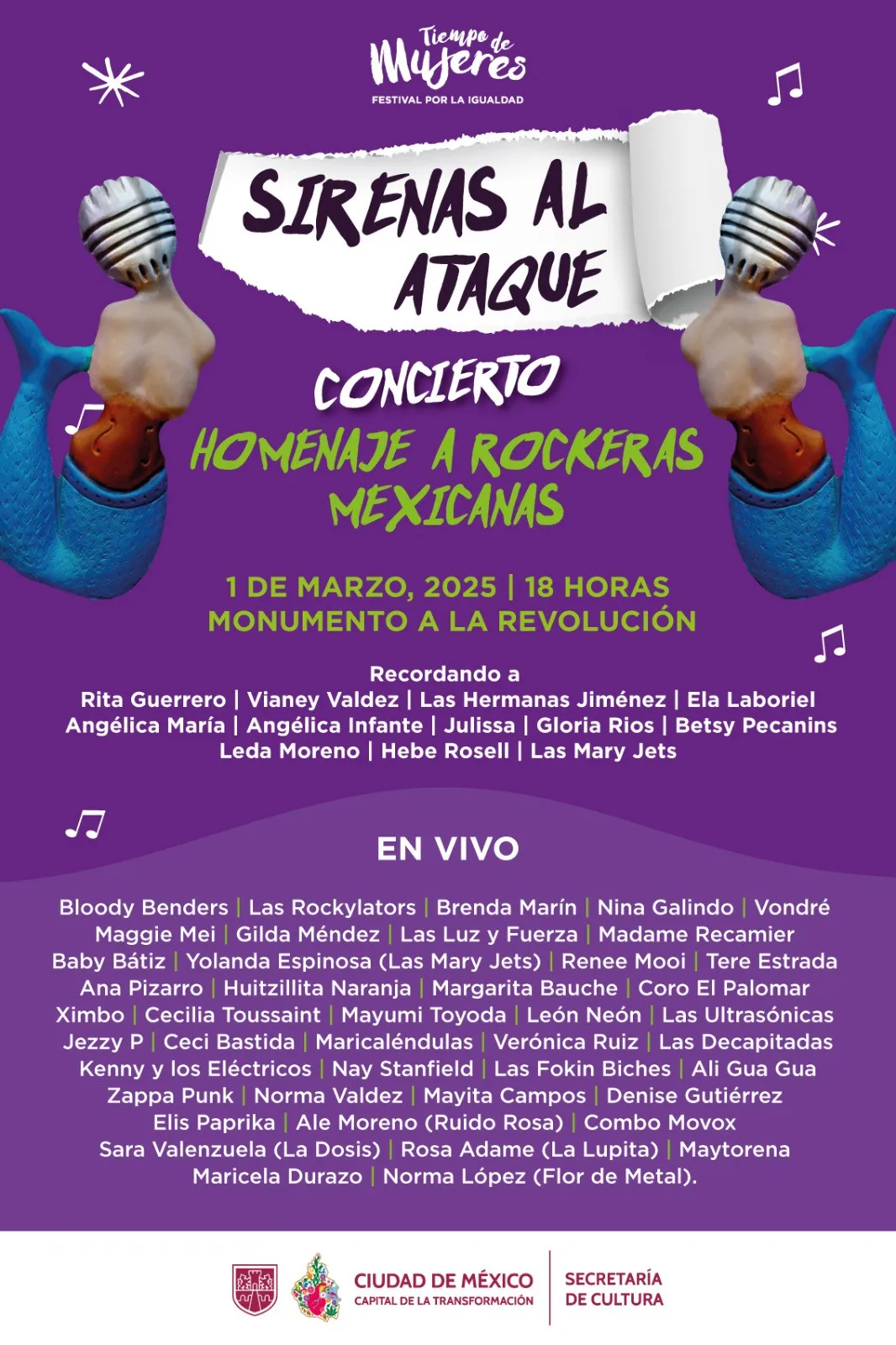 Sirenas Al Ataque es completamente gratuito / FB: @Cultura.Ciudad.de.Mexico