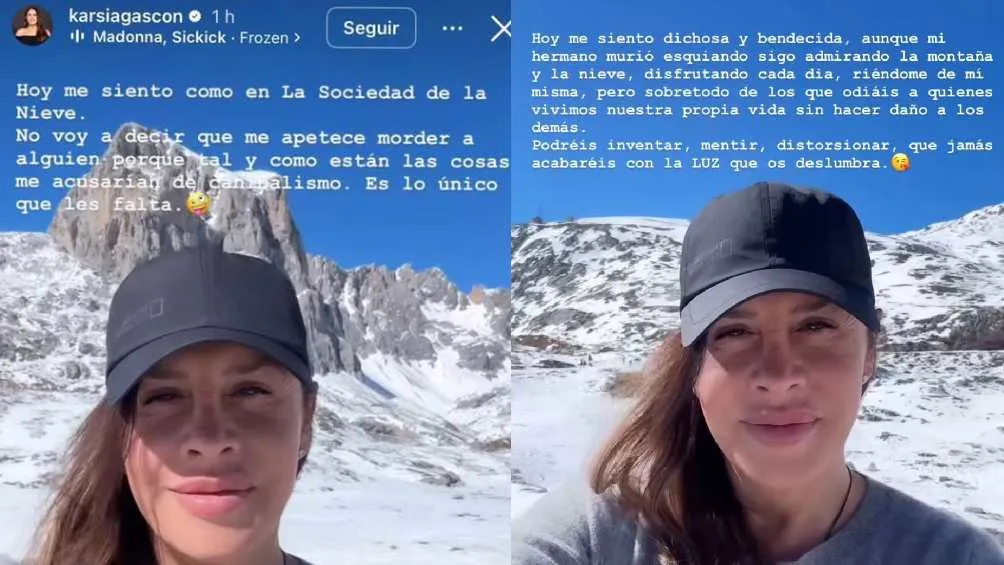 La actriz primerió subió una historia (izq.), pero ante las críticas la borró/IG: @karsiagascon