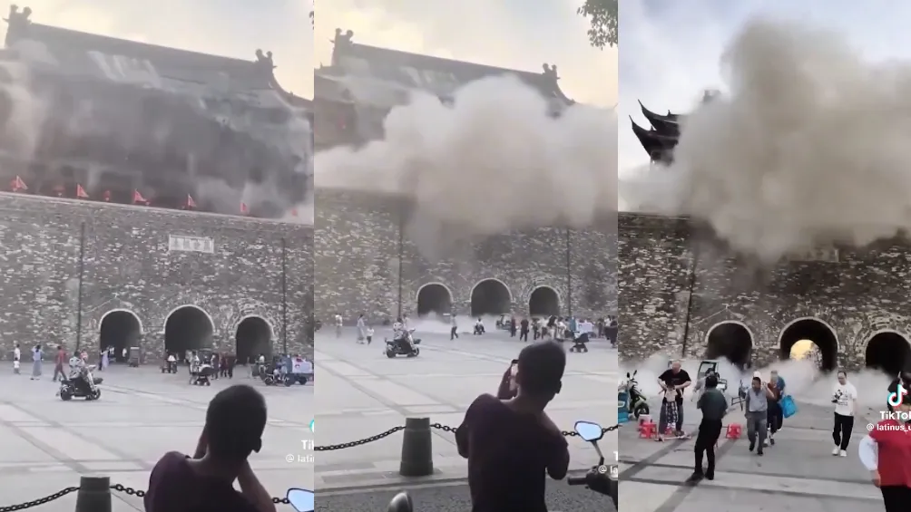 Los daños al templo histórico fueron captados en video / Redes Sociales