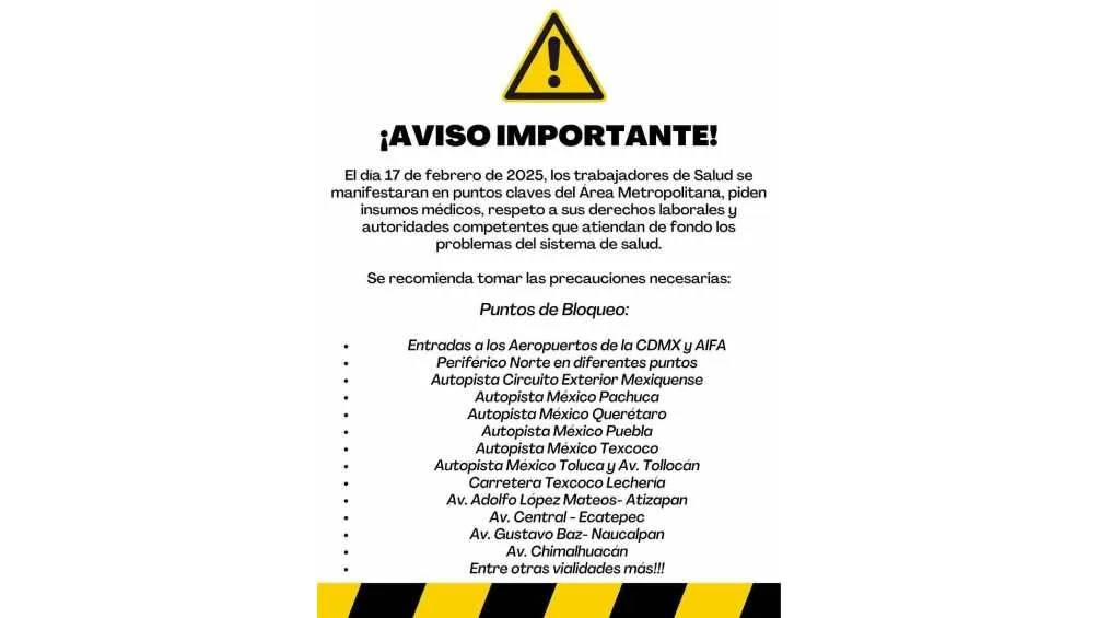 Los bloqueos se harán en zonas de la CDMX y EDOMEX/X