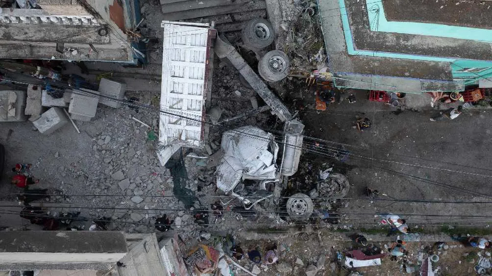 Así se veía la escena del accidente desde el aire/TV Azteca