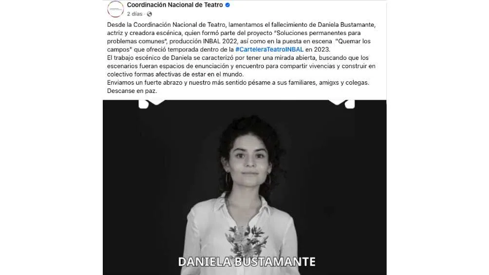A través de redes sociales instituciones oficiales confirmaron la muerte de Daniela/Facebook
