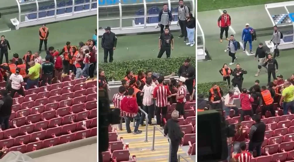 Un grupo de aficionados se agarró a golpes