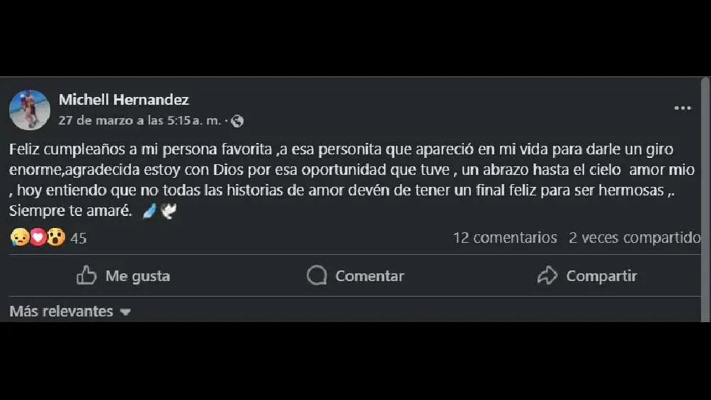 Este es el mensaje que publicó la novia del cocinero/X