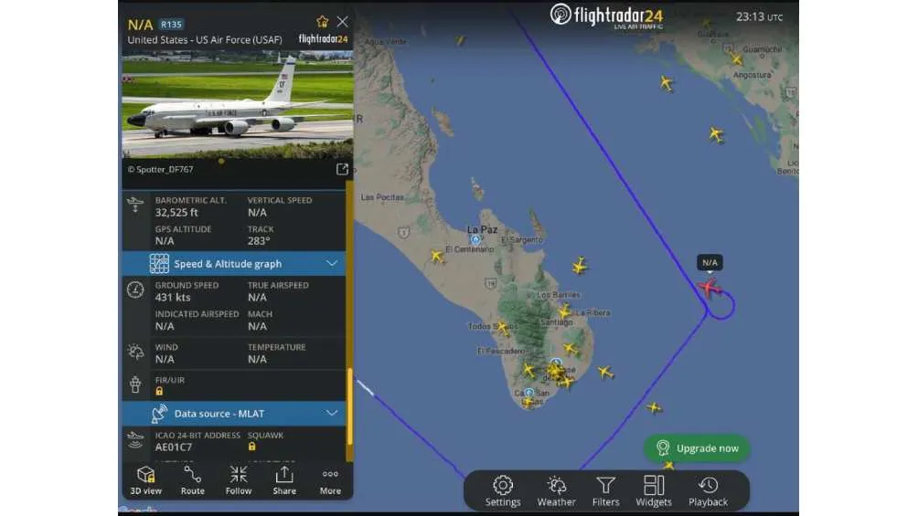 La la plataforma Flight Radar24 fue la que detectó el avión estadounidense/X