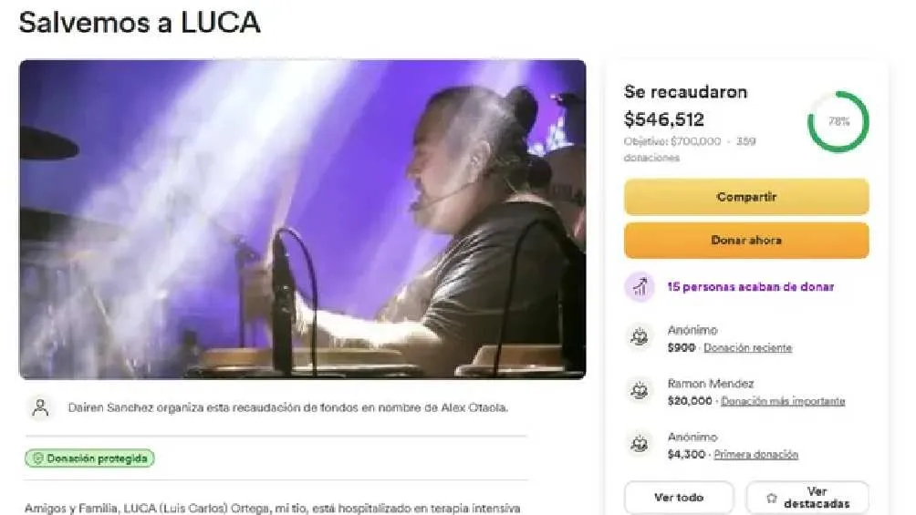 La meta de la familia del musico es reunir 700 mil pesos/GoFundMe
