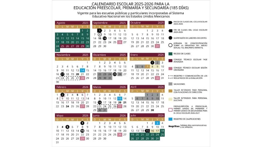 Este es el calendario oficial para el ciclo escolar 2025-2026/SEP