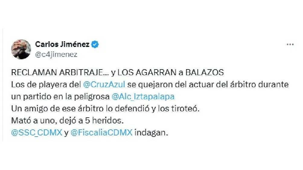 Carlos Jiménez reporta que ya investigan para dar con el responsable/X: @c4jimenez